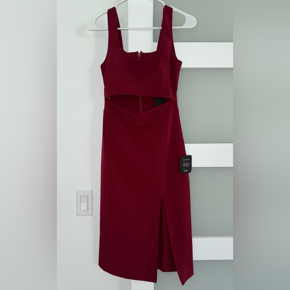 Lulus Elegant Burgundy Red Midi Dress